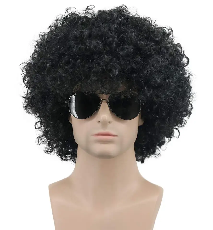 Dospelí muži Ženy Afro 70. roky 80. roky Krátke kučeravé čierne rocker parochň
