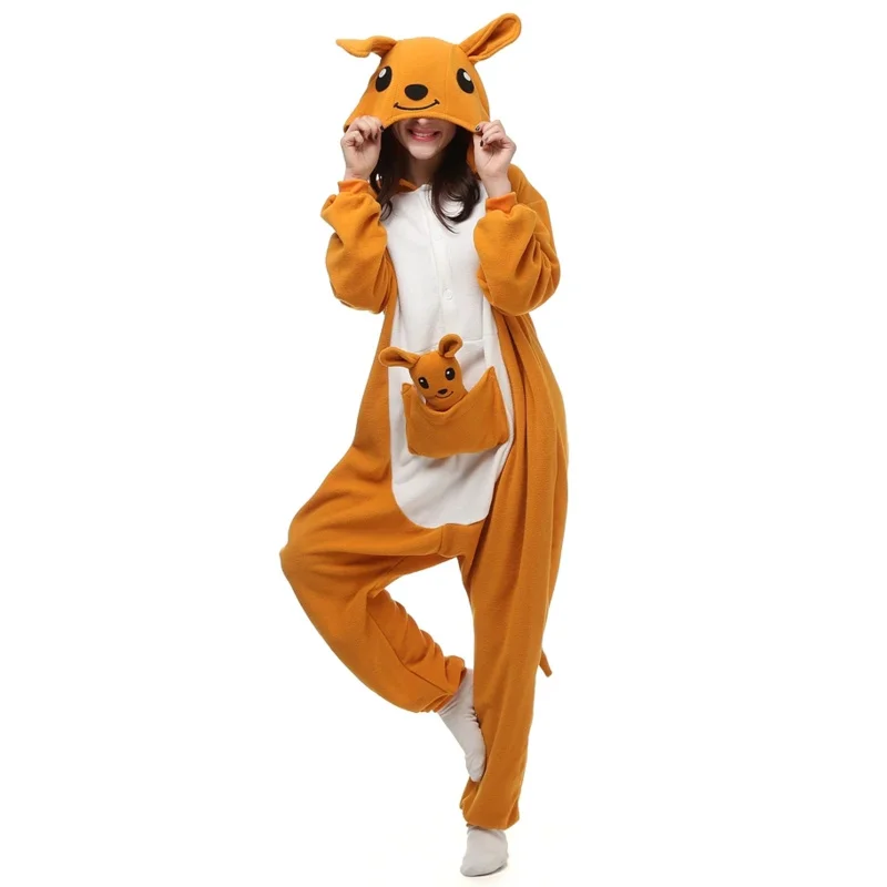 Dospelí polárne fleece kangaroo kigurumi Ženy anime cosplay kostým muži zvierat
