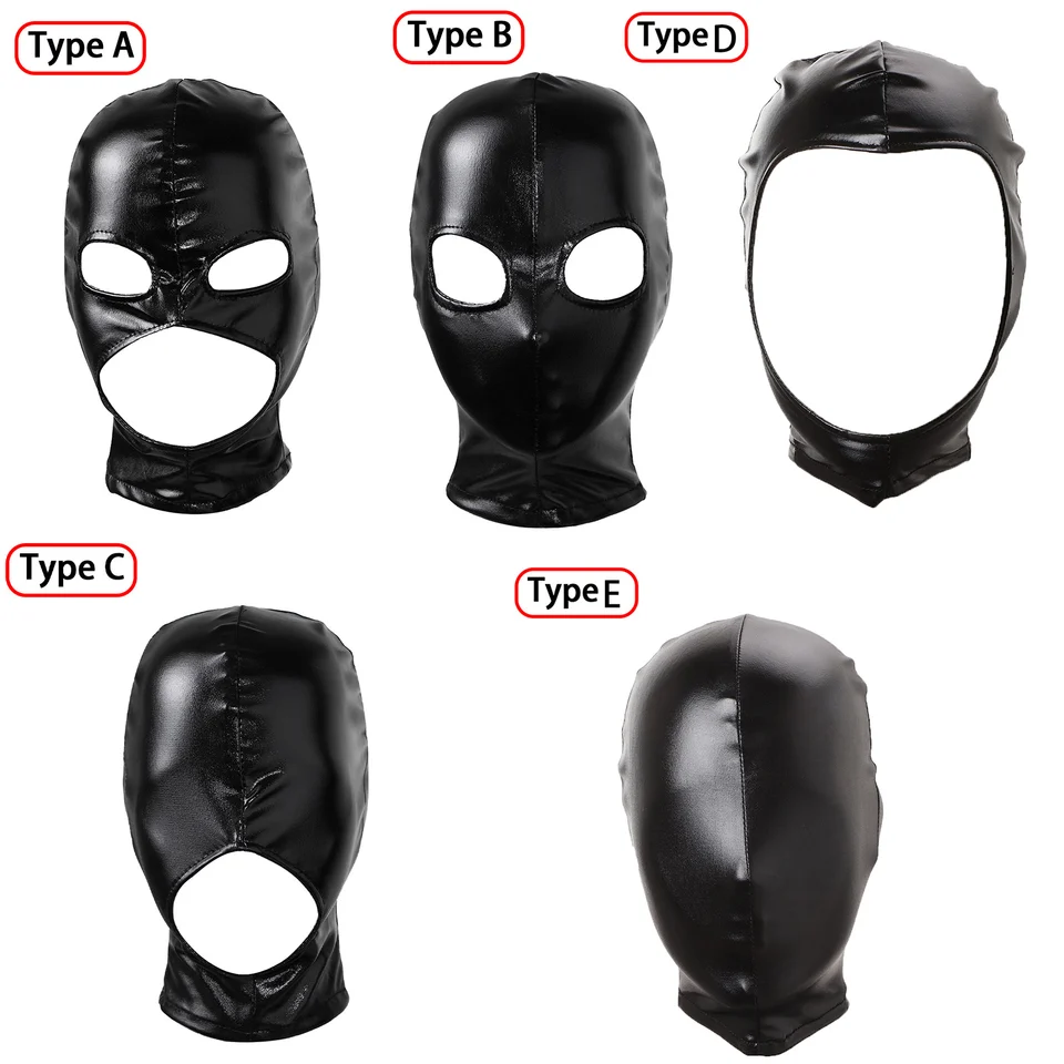 Dospelí žien muži latexová maska ​​lesklý bronzing handrička Otvorené ústa oči Zlepené kryt hlavy Balaclava hlava hlavy Halloween Cosplay kostýmy