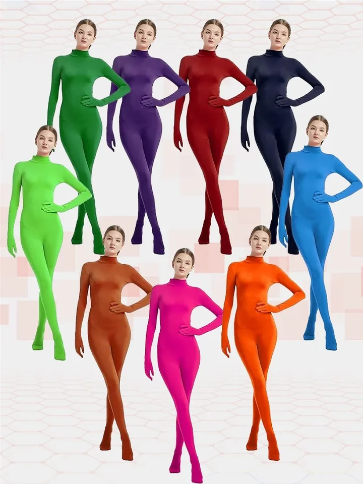 Dospelý celé telo Zentai Suit Kids Lady 3-18 rokov spandex Second Skin Tight Sets Halloween Party Cosplay kostým čierna zelená un