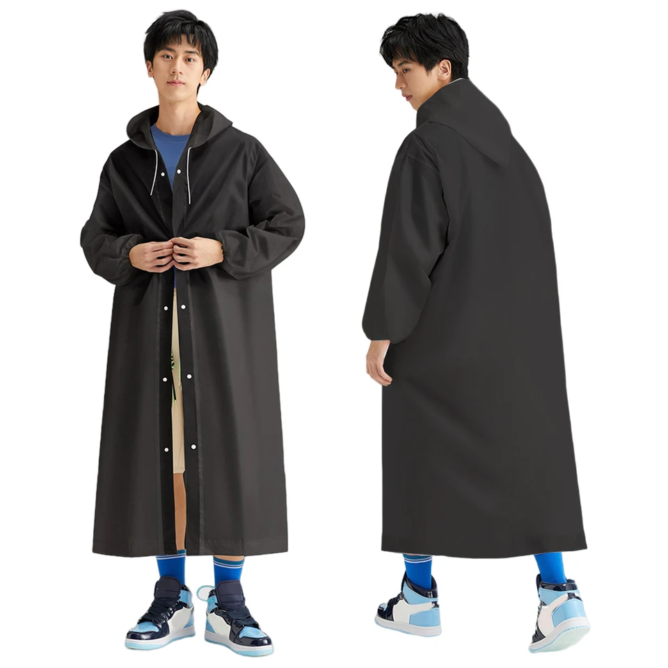 Dospelý dlhý pláštenka opakovane použiteľná s kapucňou Dážď Poncho Windproof Evva Rain Coat Replace pre vonkajšiu cestovnú núdzovú situáciu