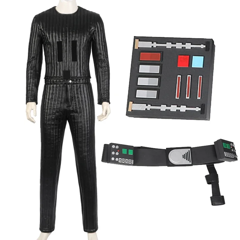 Dospelý Halloween Karneval Sith Lord Uniform Hero Faux Leather Rains pod oblek Darth Cosplay Black Vader kostým s rekvizitami