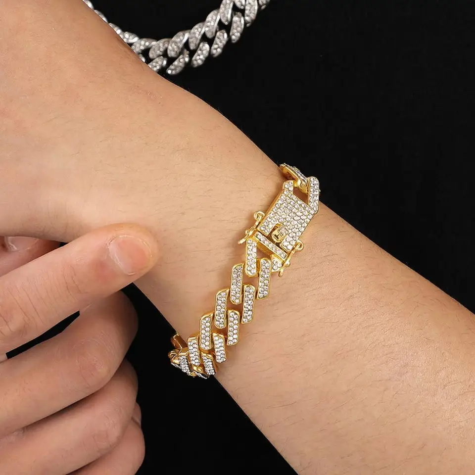 Dospelý náramok kamienok Decor Decor Hustý Rhombus Chain Unisex Náramok zliatiny Zinok Šperky pre dospelých na klubové večierky Darčekové darčeky