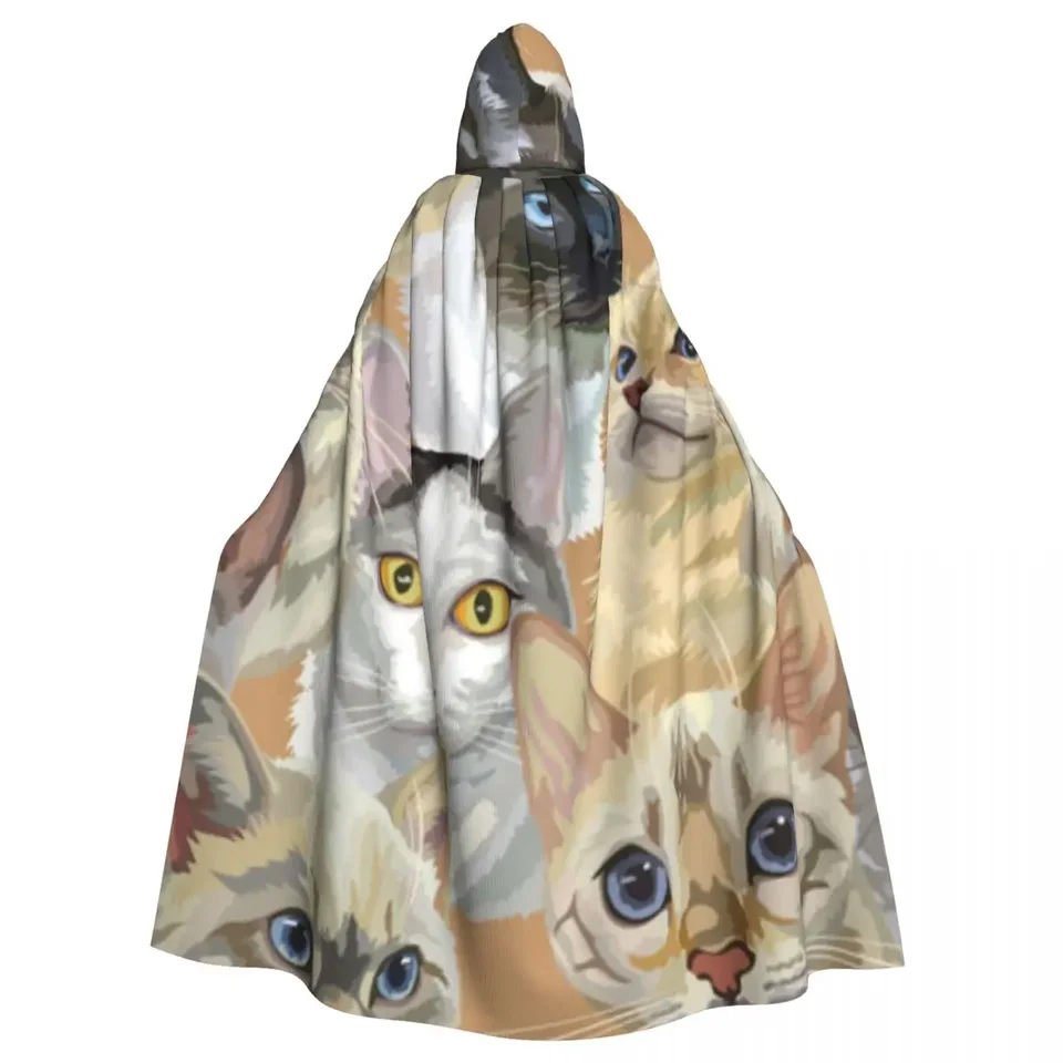 Dospelý plášť Cloak Cape Hooded Cats plemená portréty Stredoveké kostýmy čarodejnica Wicca Vampire Elf Purim Carnival Party