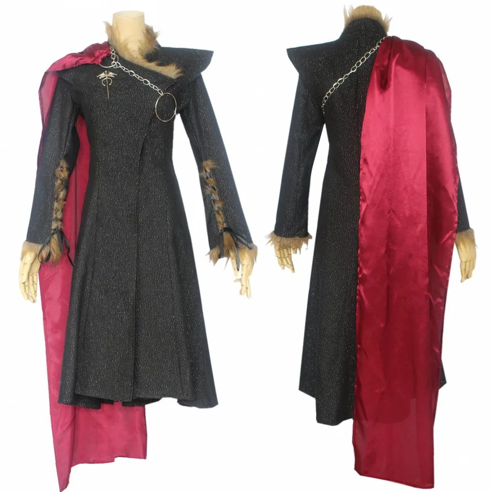 Dospelý stredoveký drak kráľovná kostým Dragon Warrior Čierne šaty Halloween Rhaenyra Targaryen