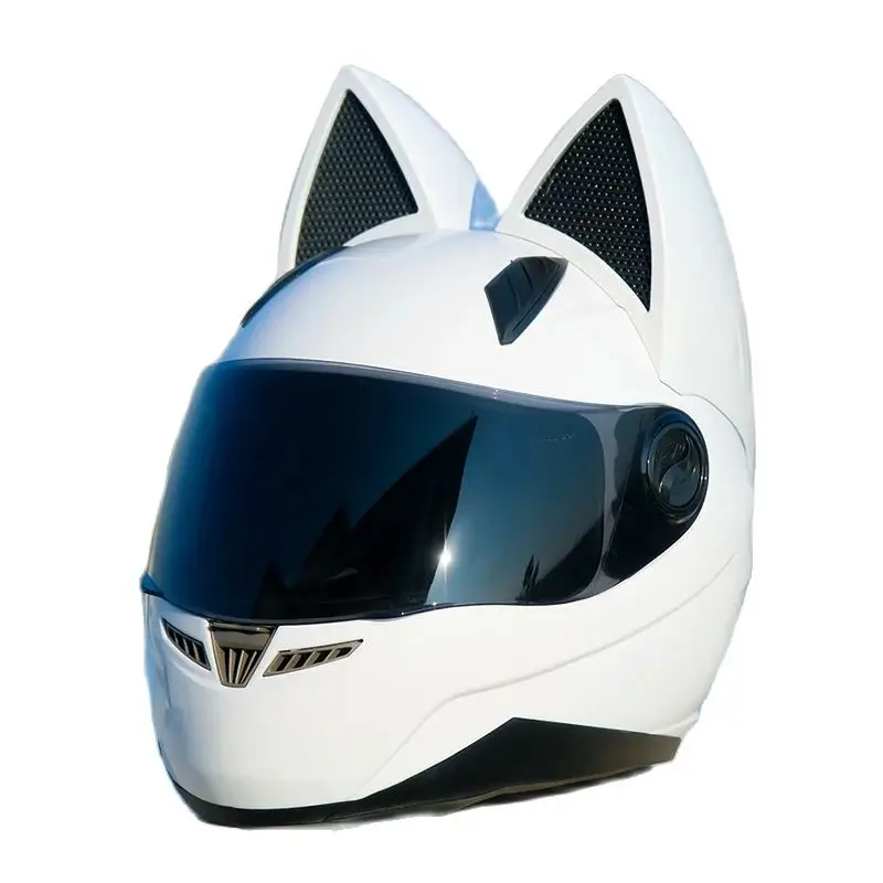 DOT schválený pôvodný Nitrinos biela krásna mačka prilba Ženy a muži na celú tvár Motocyklová prilba Motokrosová prilba Casque