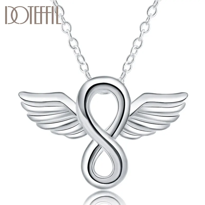 Doteffil 925 Sterling Silver 18 palcov anjelské krídla prívesok pre ženy pre ženy MODE Módne svadobné zásnubné party kúzlo šperky