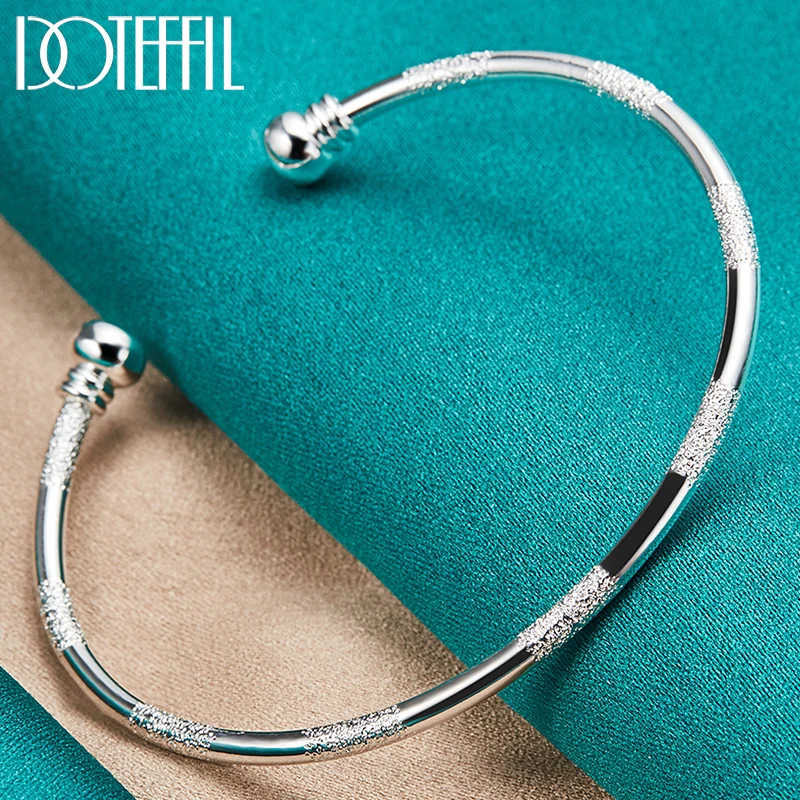 Doteffil 925 Sterling Silver Double Lesks Smoot Matte Cuff Bagle Bracelet pre muža žena svadobné zásnubné módne šperky