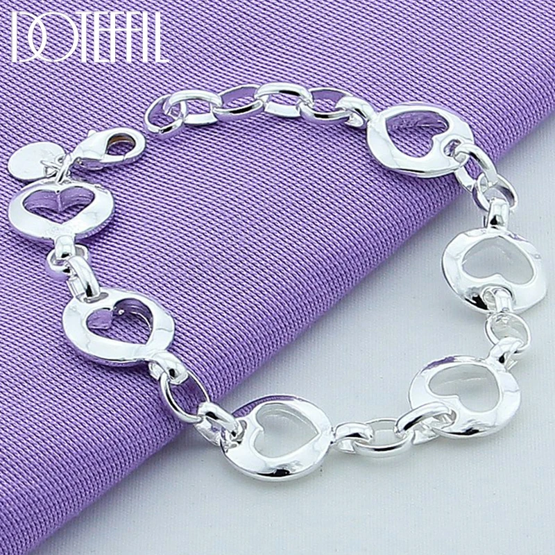 Doteffil 925 Sterling Silver Full Srdcový náramok Móda pre ženy Svadobné zásnubné šperky