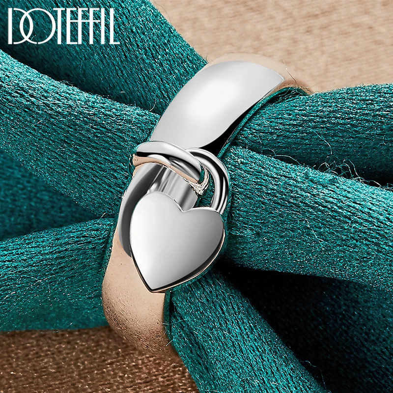 Doteffil 925 Sterling Silver Heart Lock Ring For Woman Fashion Svadobná party Party Darček kúzlo šperky