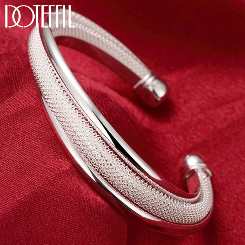Doteffil 925 Sterling Silver Módne šperky Veľké supancelované náramky Ženy Bangle Svadobné zásnubné šperky