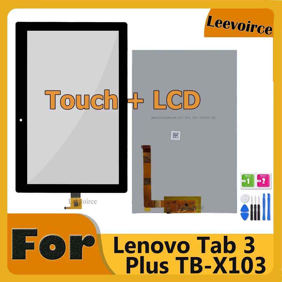 Dotknite sa alebo LCD pre tabuľku Lenovo 3 10 Plus TB-X103F TB-X103 TB X103F TB X103 DISPLE DISPICE SCREE PANEL Zostava snímača snímača