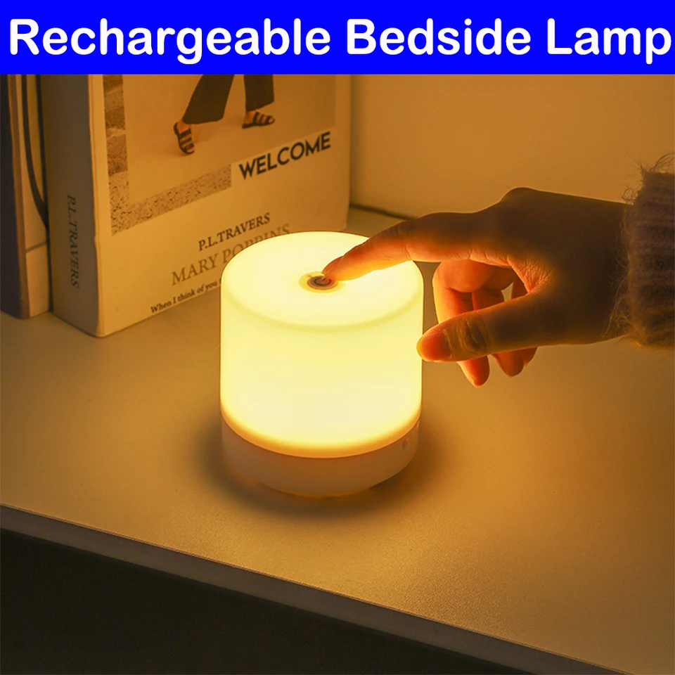 Dotyk LED nočná lampa USB nabíjateľné nočné svetlo 3 režimy stmievacia ochrana očí Prenosná LED stolová lampa čítanie knihy Lamp