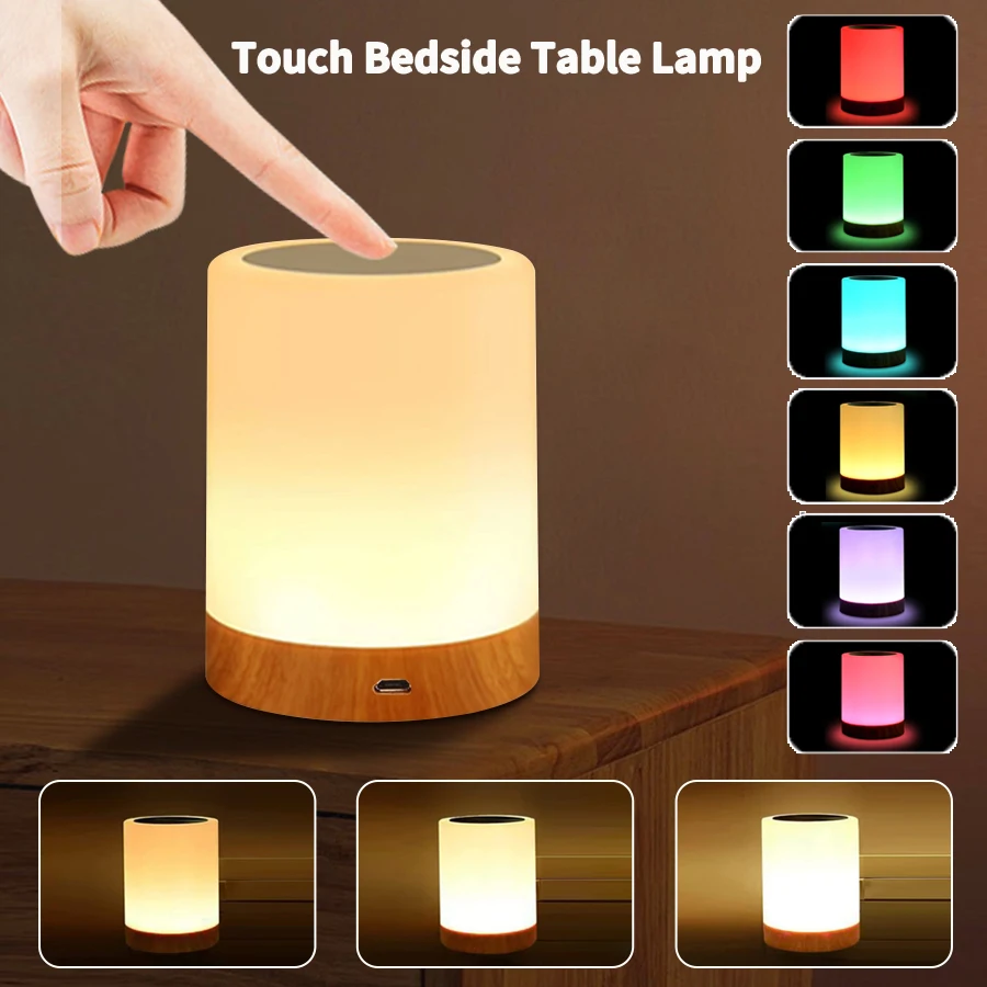 Dotyk nočná stolová lampa RGB USB Nabíjateľné nočné ľahké svetlo nočné stolík stolová lampa Spálňa dekorácia deť