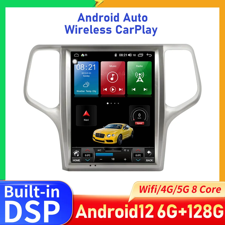 Dotyková obrazovka Android 13 Multimediálny hráč pre Jeep Grand Cherokee 2008-2013 Navi CAR GPS Audio Radio Stereo WiFi Head Unit