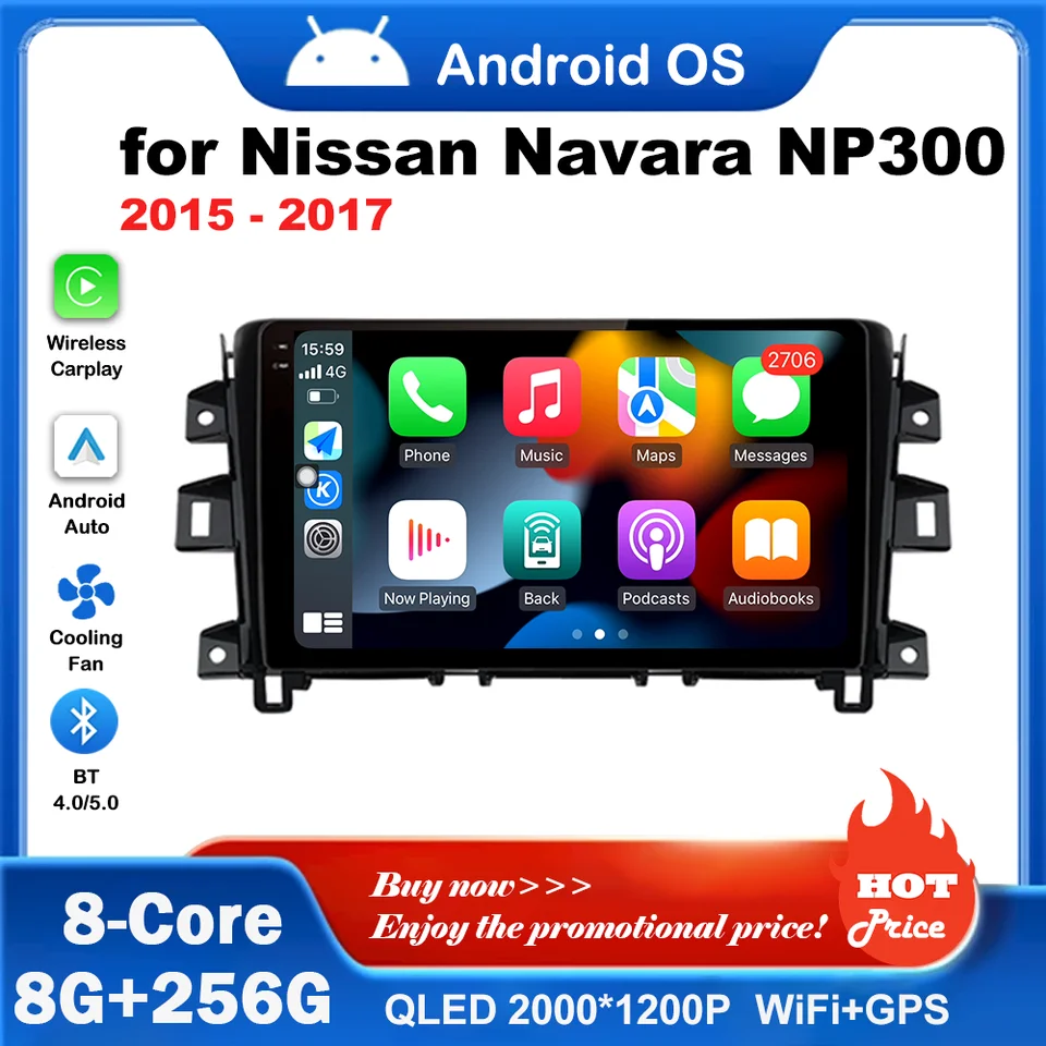 Dotyková obrazovka WiFi Android System 4G Car Radio Multimedia Player GPS navigácia BT 10 palcov pre Nissan Navara NP300 2015 2016 2016 2017