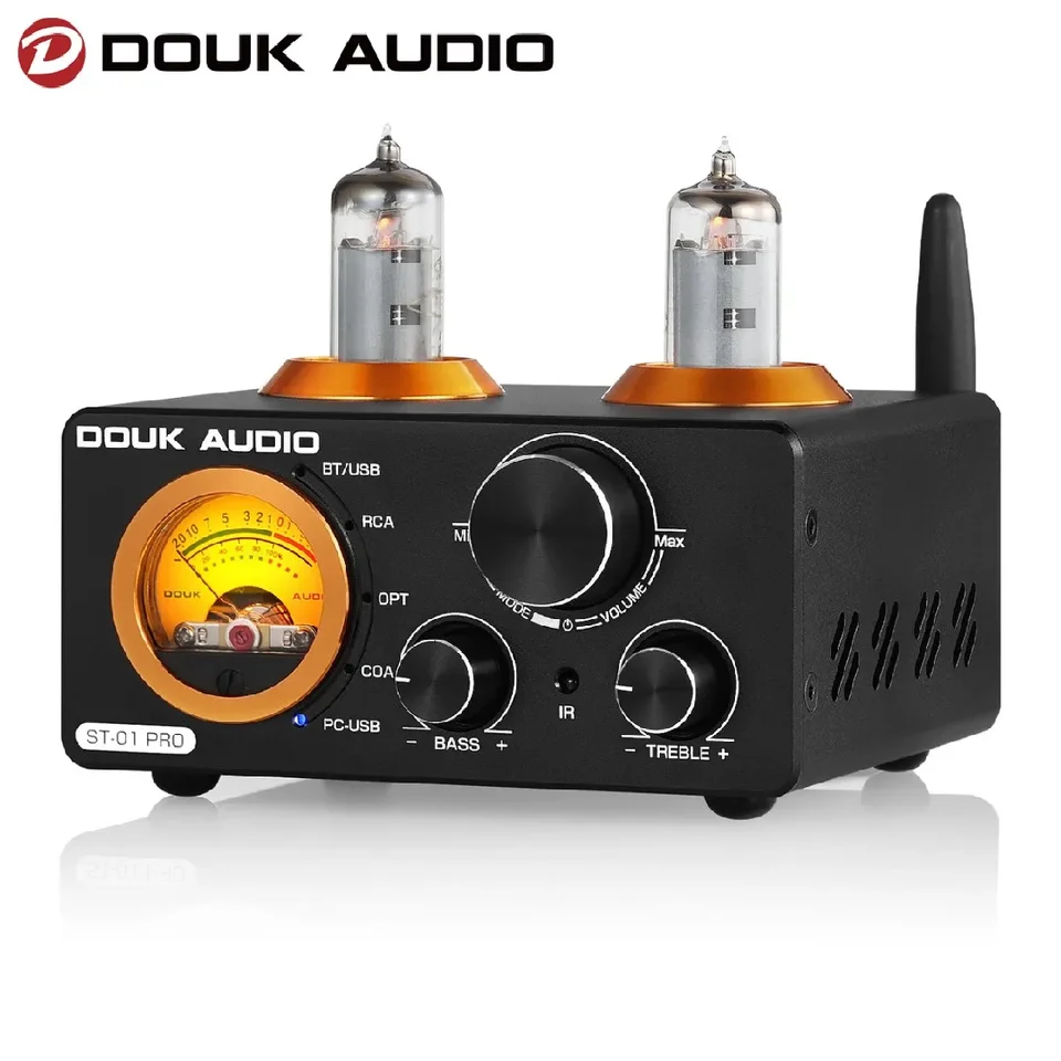 DOUK Audio HiFi vákuová trubica napájací zosilňovač Bluetooth 5.0 Stereo prijímač USB DAC Coax/Opt Digital Audio Amp VU Meter 100W+100W
