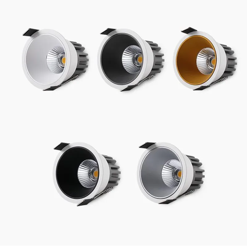 Downlight Stlmiť anti oslnivé zapustené AC220V 110V 240V 7W 9W 12W 15W lampa LED LED COB Stropné miestnosti SPIELE SPELE Svetlo