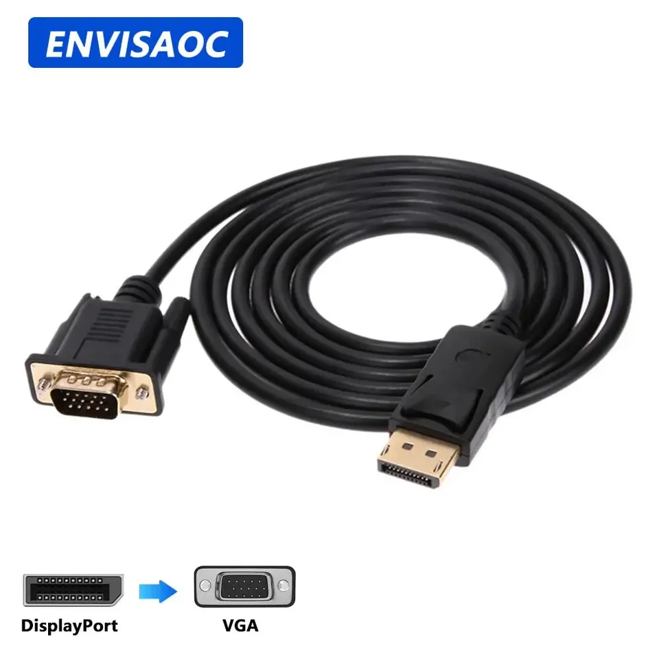 DP DisplayPort to VGA Adapter Connecto Converter 1,8 m kábel FHD 1920*1080p linka pre projektor Monitor pre prenosný počítač PC pre prenosný počítač PC