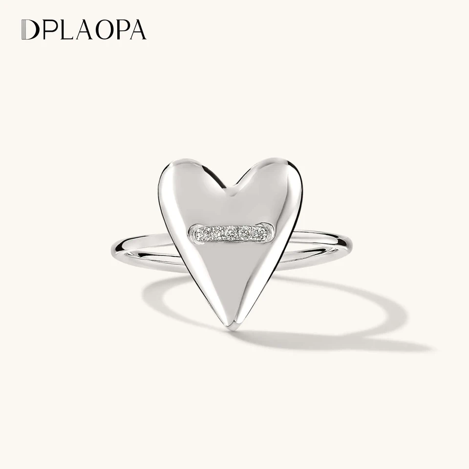 DPLAOPA 925 Sterling Silver Heart Nastaviteľný otvorený prsteň 2024 Ženy Jednoduché móda jemná párty narodeniny darček
