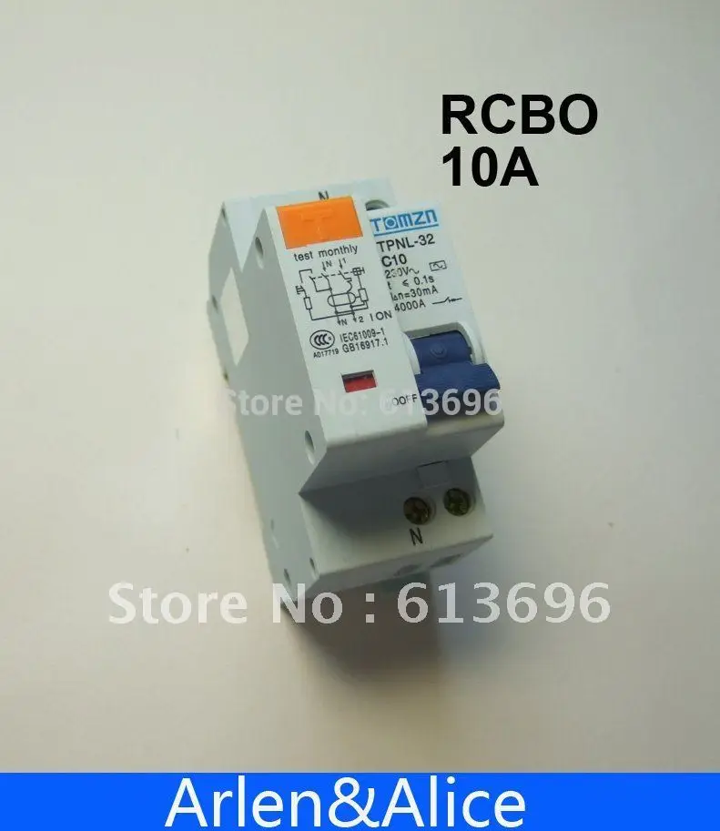 DPNL 1P+N 10A 230V ~ 50 Hz/60 Hz Zostatkový prúd obvodu s nadmerným prúdom a ochranu proti úniku RCBO