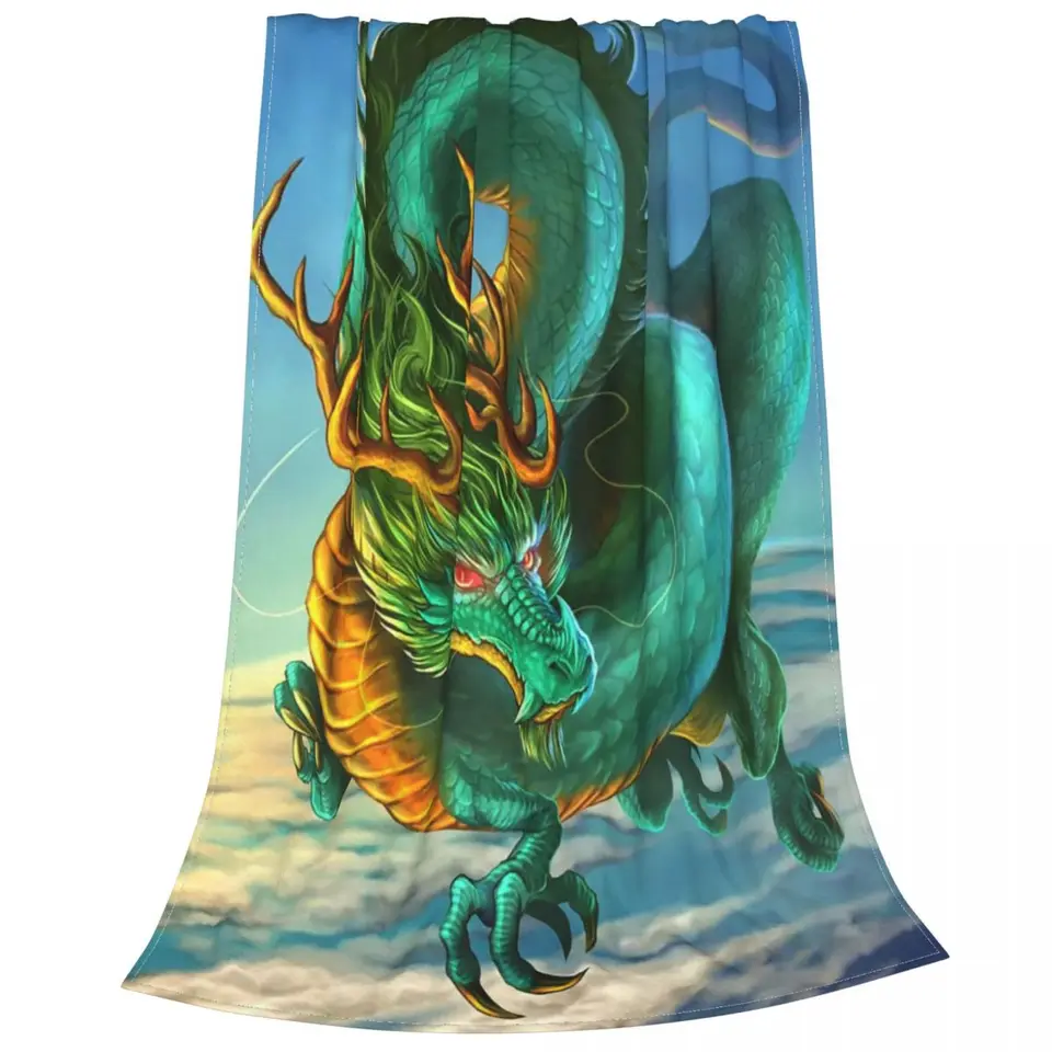 Draci Anime Animal Prikrývky flanel Jeseň/zimná mýtus Zodiac Multifunkčné mäkké prikrývky
