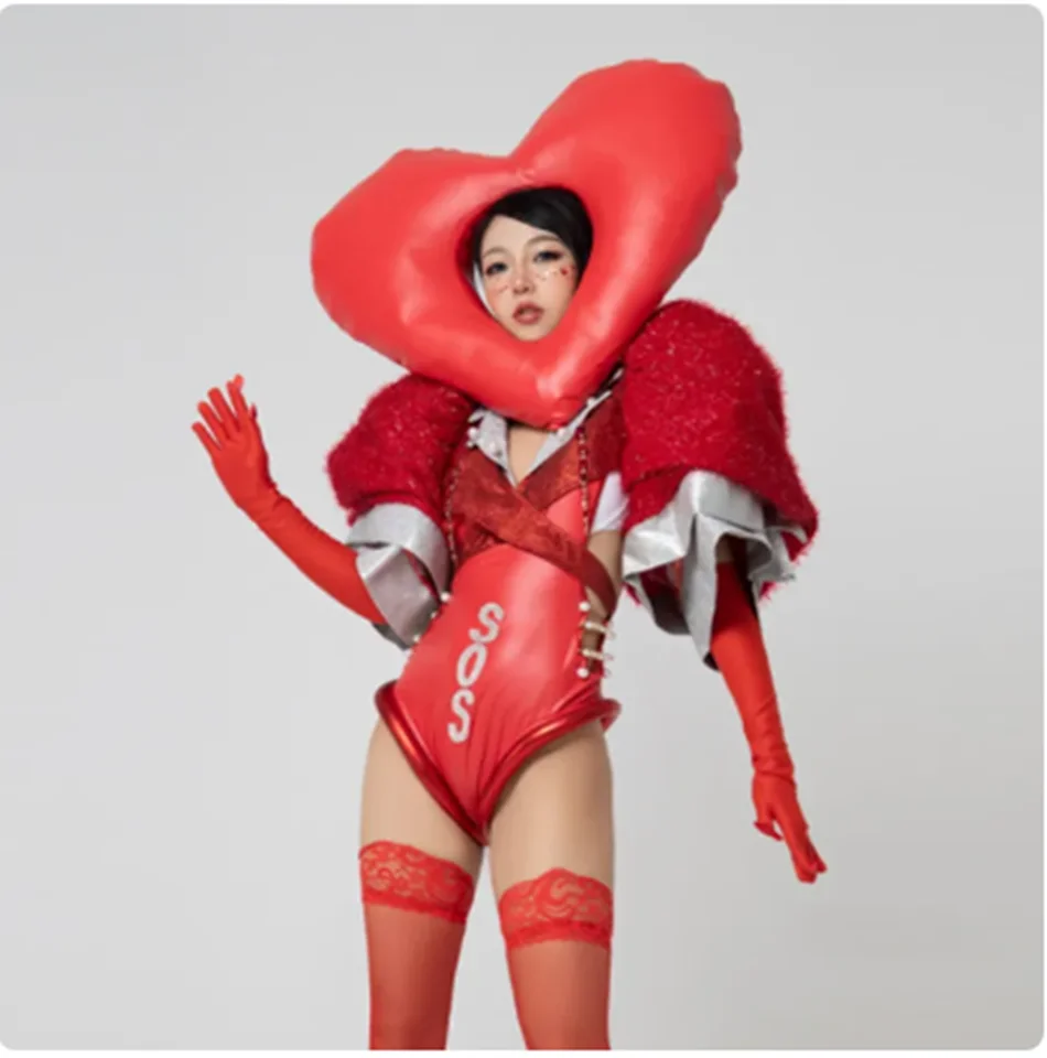 Drag Queen Clothes Nightclub DJ Dyrer Stage Costume Puff Ruckve Flitre Bodysuit Gogo Dancer Outfit Headwear Headar