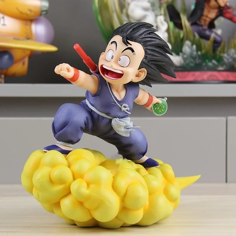 Dragon Ball GK Kawai Little Goku Riding Cloud Anime Figures Blue Orange Radar Runheld Model Ornament Anime Perifhery Toy Gift