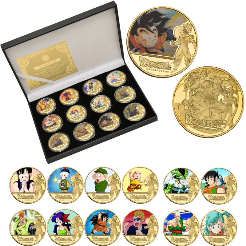 Dragon Ball Gold Gold Coin Son Goku Vegeta Pamätné mince Klasické anime periférie kolekcie hračky