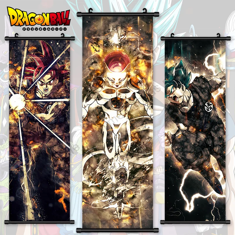 Dragon Ball Wall Artwork Anime Super Saiya Jin Canvas Picture Print Son Son Goku Plagát Hanging Painting Scrolls