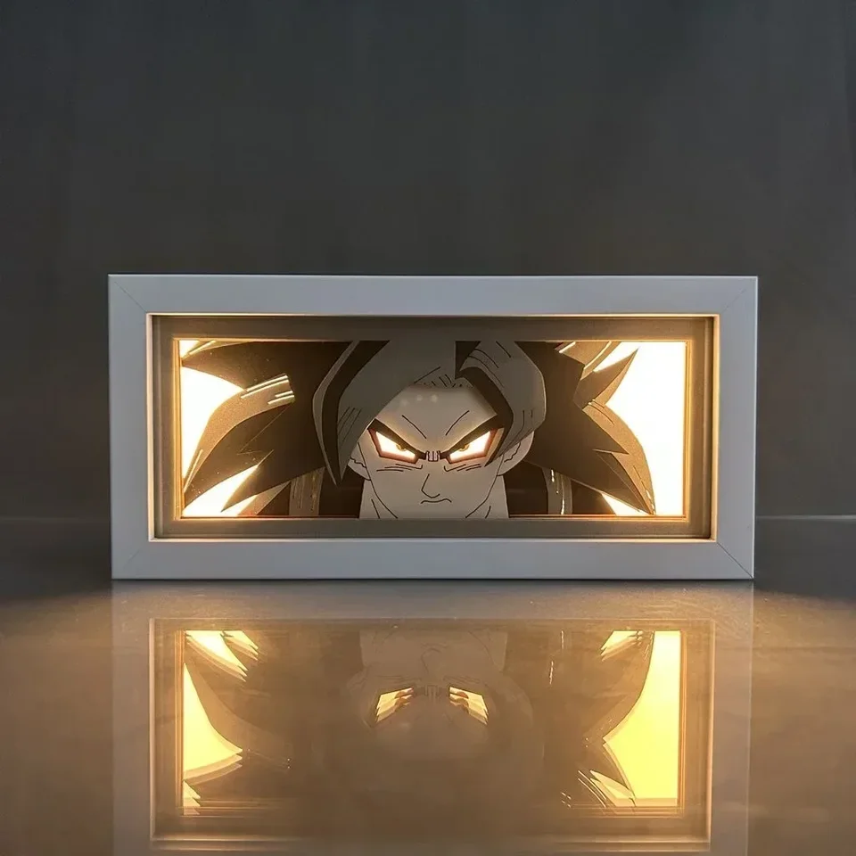 Dragon Ball Z Anime figúrka papier rezbárska lampa syna goku vegeta papier rezaný tieňový box spálňa dekorácia LED svetlo