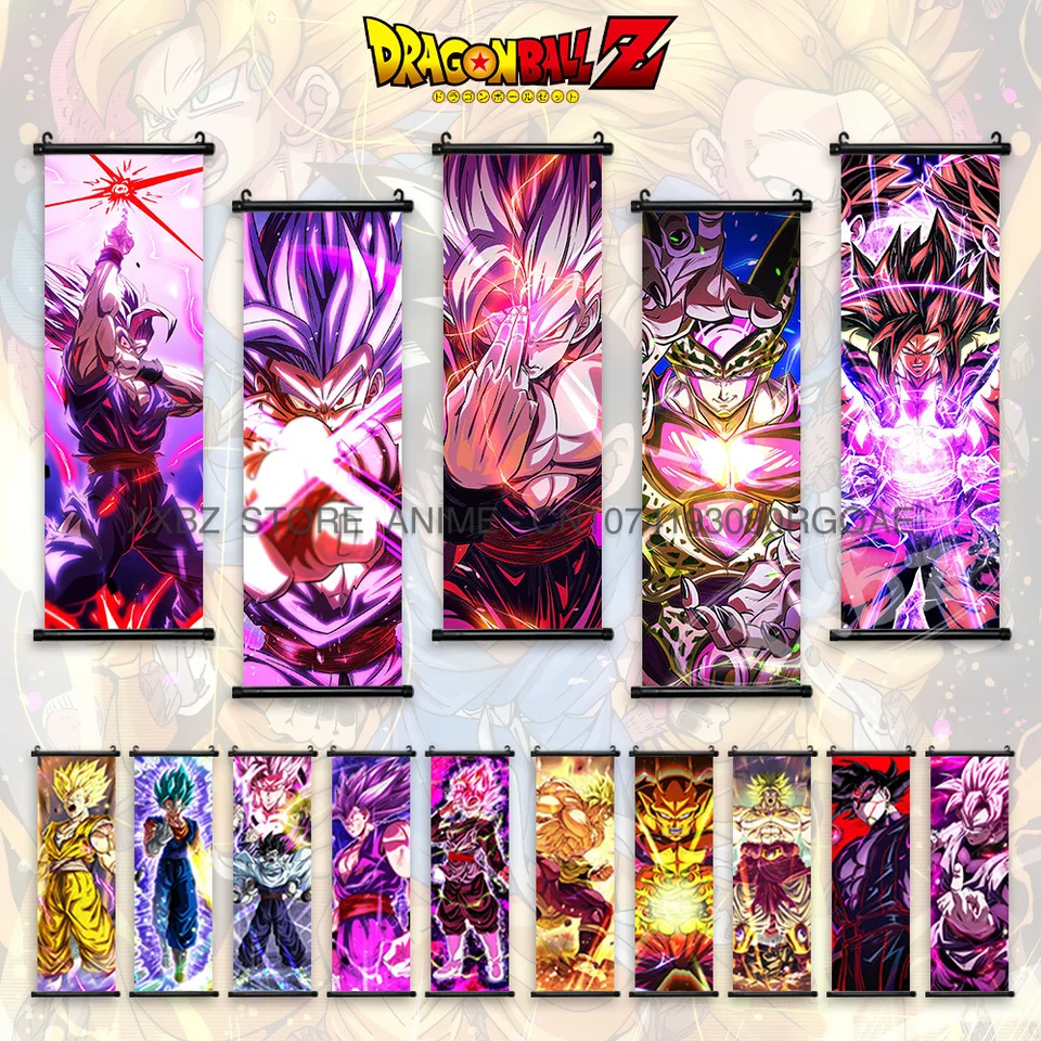 Dragon Ball Z Scrolls Obrázok anime domáca dekorácia závesný maľba karikatúry gohan plagát Saiyan Wall Art Vegeta pre obývaciu izbu