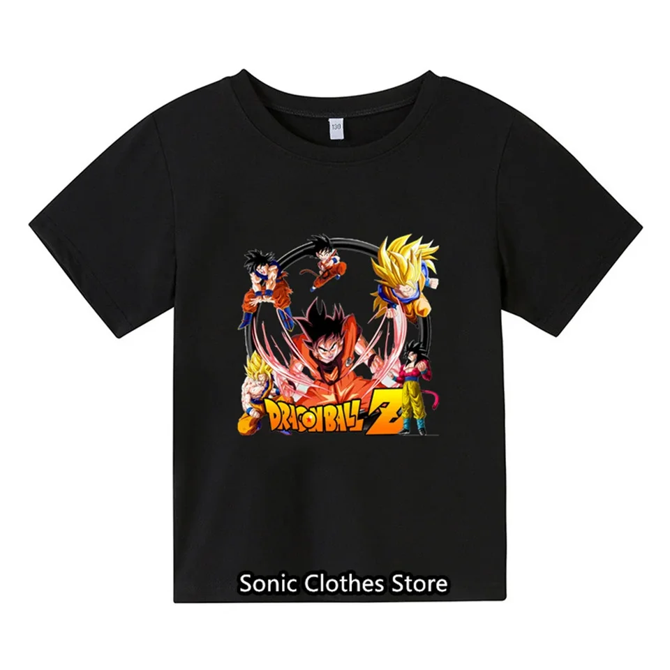 Dragon Ball Z T-tričko Detské 3D tričká módne deti chlapci s krátkym rukávom okrúhly krk Príležitostná animácia Super Saiya goku tričko