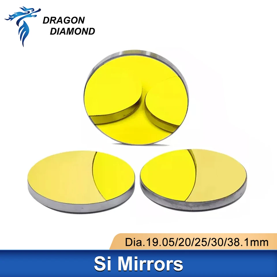 Dragon Diamond 3ks CO2 Laser SI Reflexné zrkadlá pre laserový rytcom zlatý kremíkový reflektor šošovky Dia.19 20 25 30 38.1