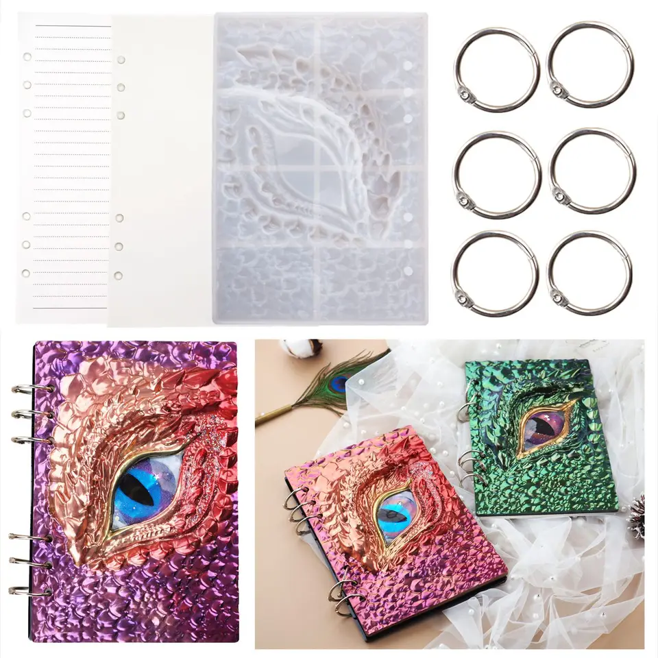 Dragon Eye Book Cover Kožená krištáľová epoxidová živicia pleseň DIY očné notebook zrkadlo silikónové formy domáce dekorácie SKLADU