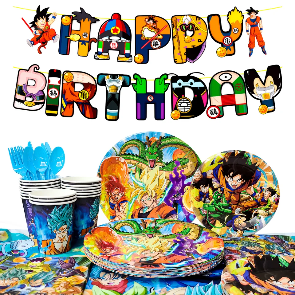 Dragon Party Supplies Slavewware, 128ks Dragon Cartoon Birthday Party Dekorácie Setvel Set-Banner, Plates Cups Troch Cloth atď.