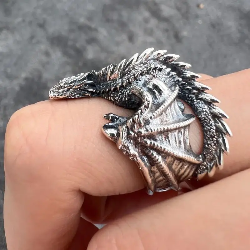 Dragon Rings Gothic Punk Style Pterosaur Wings Otvorenie nastaviteľné prstene Vintage šperky doplnky darčeky