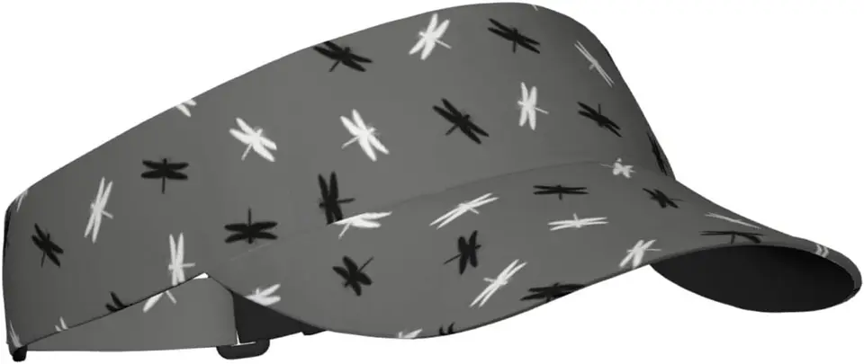Dragonfly Black -Biely umelecký vzor slnečného krému na krémy pre ženy a mužov, šport prázdny top baseball slnečník, tenisový viso
