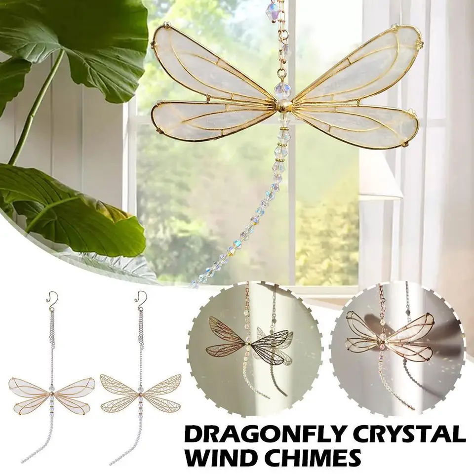 Dragonfly Závesné dekorácie Vynikajúce krídla Dragonfly Crystal Pendant Garden Wind Wind Butterfly Domáca dekorácia