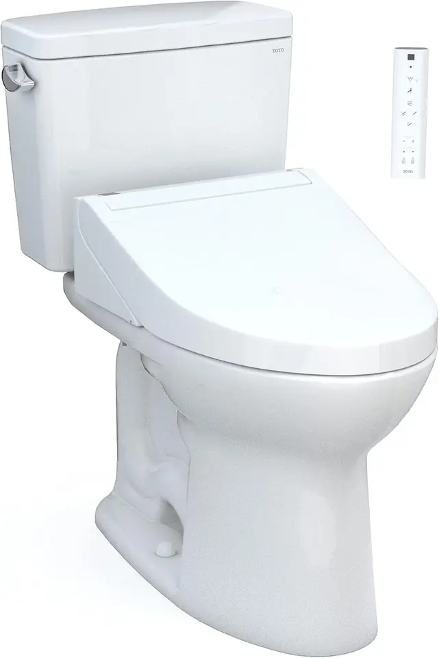Drake Washlet+ Dvojdielne podlhovasté 1,28 GPF Tornado Tornado Flush WC s sedadlom C5 Bidet, bavlnená biela - MW7763084CEG#01