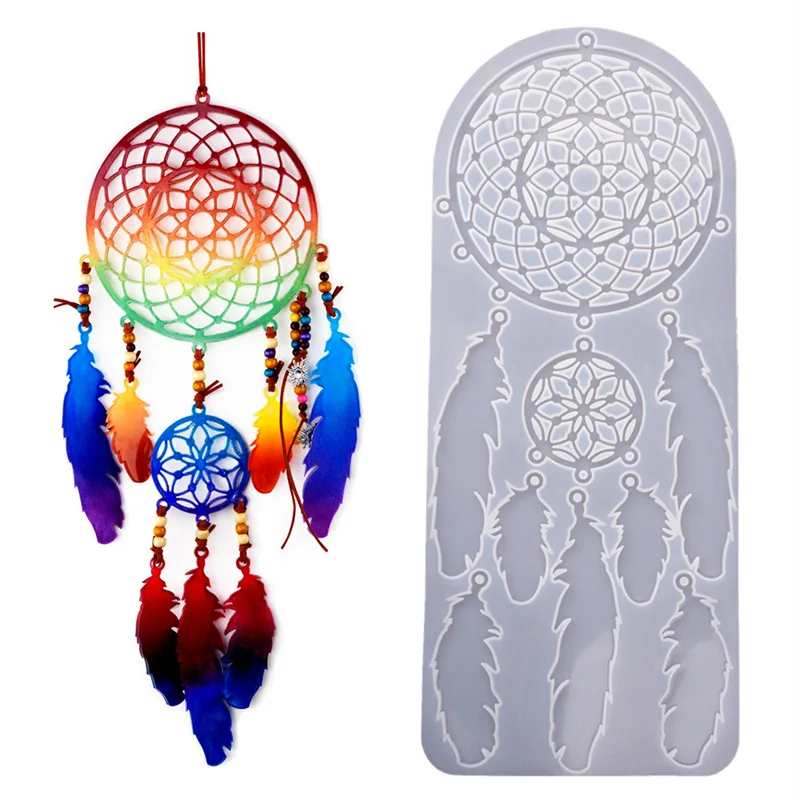 Dream Catcher Wall Decoration zrkadlo silikónové plesne Epoxidová živici kryštálová forma pre remeselníkovú ruku vyrobenú ruku snovú pleseň