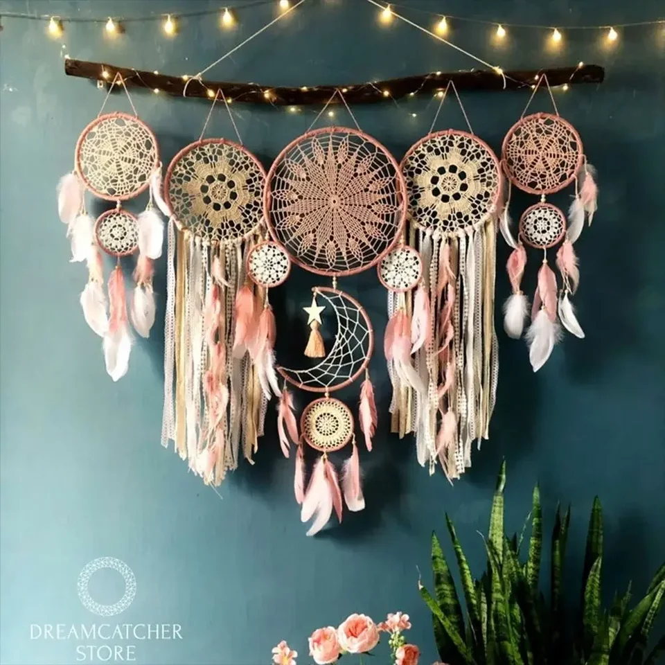 Dream Catchers boho domáci dekor makrame macrame catchers Wall Hangings Moon Ramadan Baby Nordic Room Detská materská ozdoba