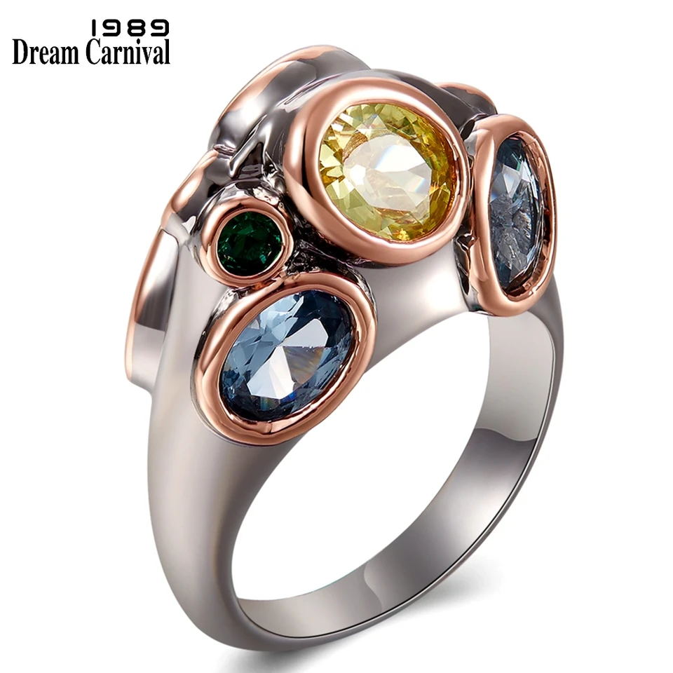 Dreamcarnival1989 Špeciálny vzpriamený dizajn Ženy Rings Double Side Big Zircons Svadobné zásnubné zásnubné šperky Difernent Look Wa11706