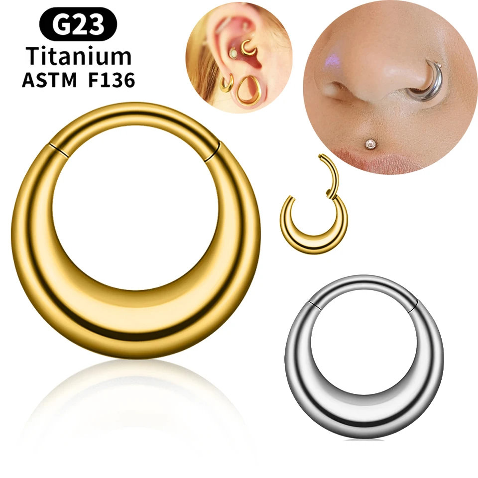 Dreamlee1pc ASTM F136 Titánový polmesiaca z nosa v tvare prstene Septum Hoop chrupavka Tragus helix náušnice Piercing šperky bez spájkovania