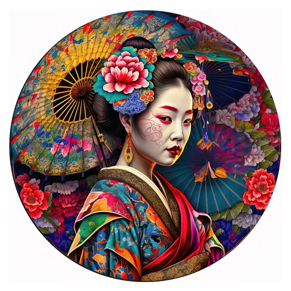 Drevená puzzle mandala geisha hračky hračky Japan Japan Geisha 3D drevené skladacie puzzle farebné triedenie hry mozog upútavky tajné puzzle boxy