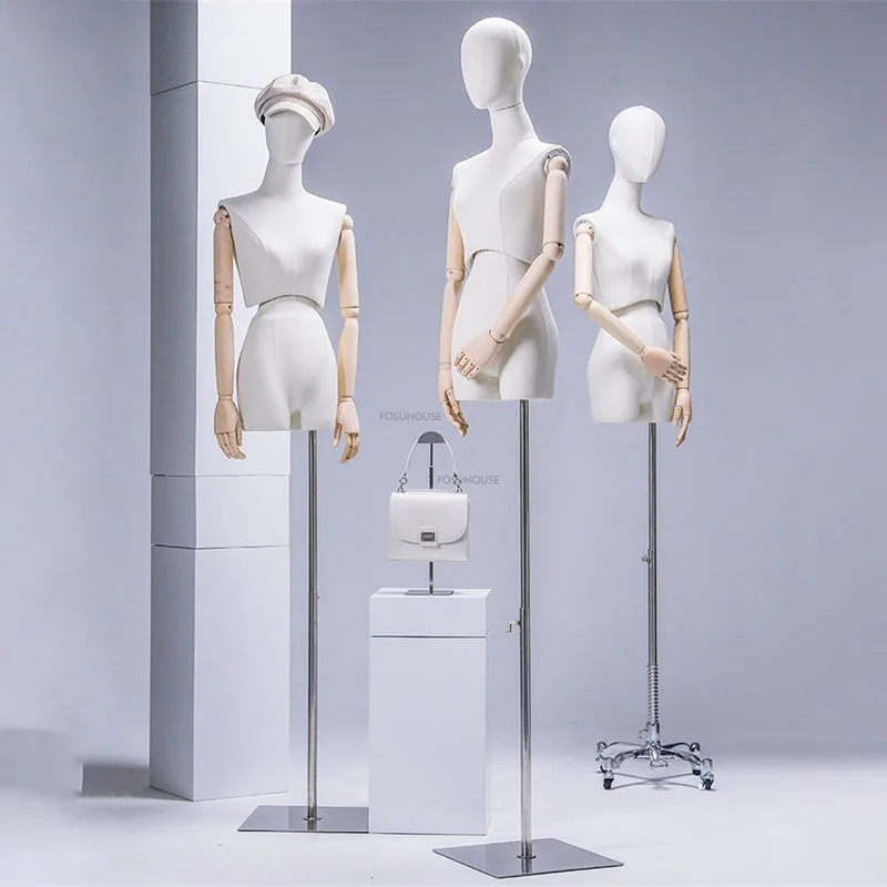 Drevená ruka na manekýnový výstavný stojan pre svadobné zrážanie šaty Busta Mannequin Žen