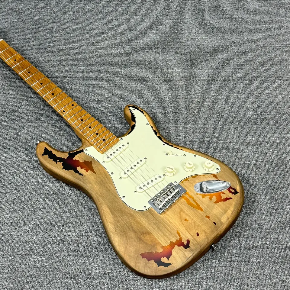 Drevená vetra robí starú elektrickú gitaru javorový hmatník Alder Wood Dobrá kvalita zvuku dobre vyrobená 22 -tónová poloha