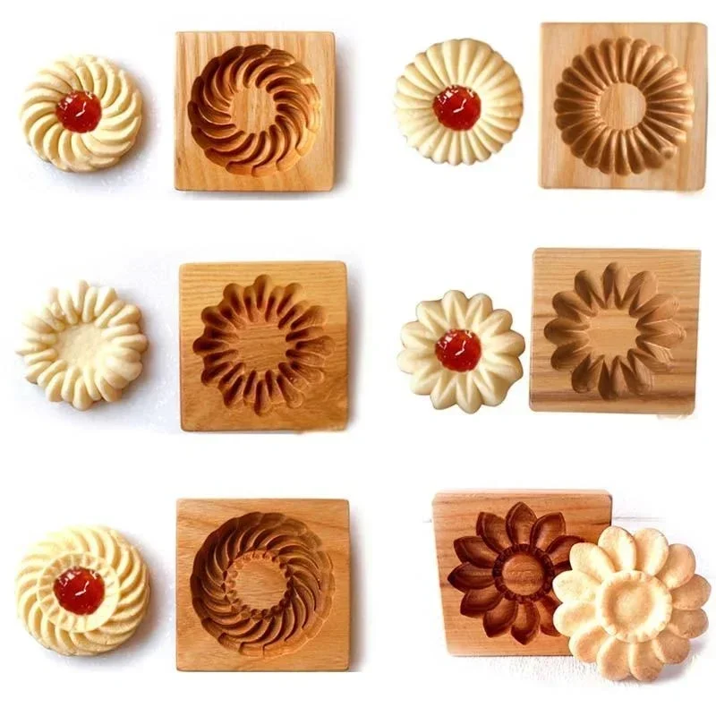 Drevené 3D vianočné koláče Cutters Cutters Cutter Folmy Razujúce formy pre koláče a cookies