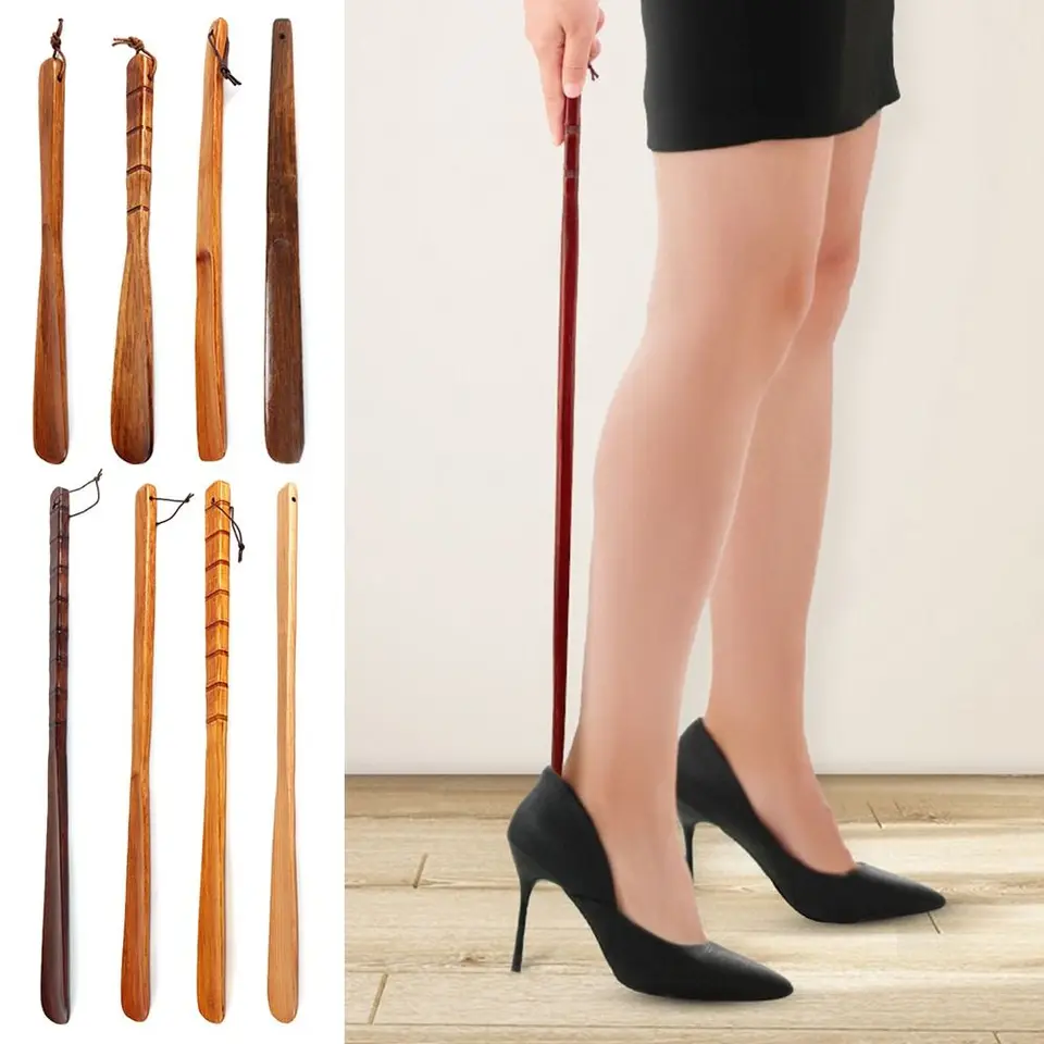Drevené topánky Horn Shoehorn Lifter Seniori Obliekajú si topánky Nástroje na zavesenie slučky bez ohýbania sa obuvi roh pre seniorov tehotná