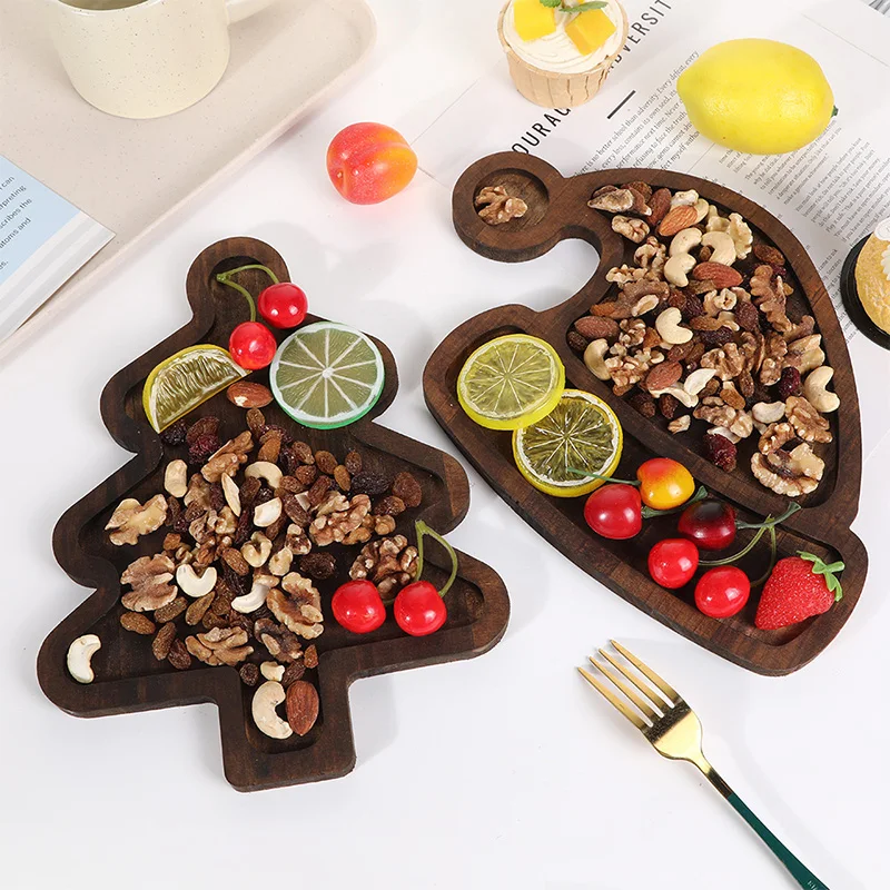 Drevené vianočné podnos vianočné stromčeky Krajšie dosky vianočné dezert Candy Dish Syr Board Dessert Dessert Boards